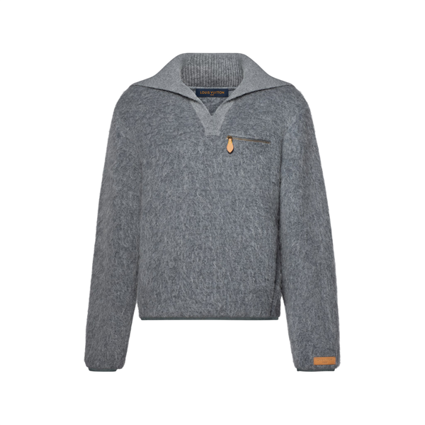 Louis Vuitton Pullover in pile con colletto lavorato a maglia — Grigio