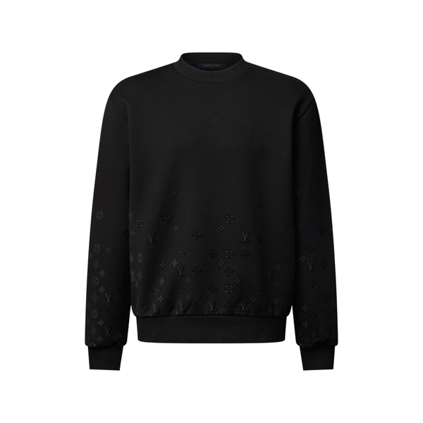 Louis Vuitton Maglia a maniche lunghe girocollo con stampa floccata sfumata — Nero
