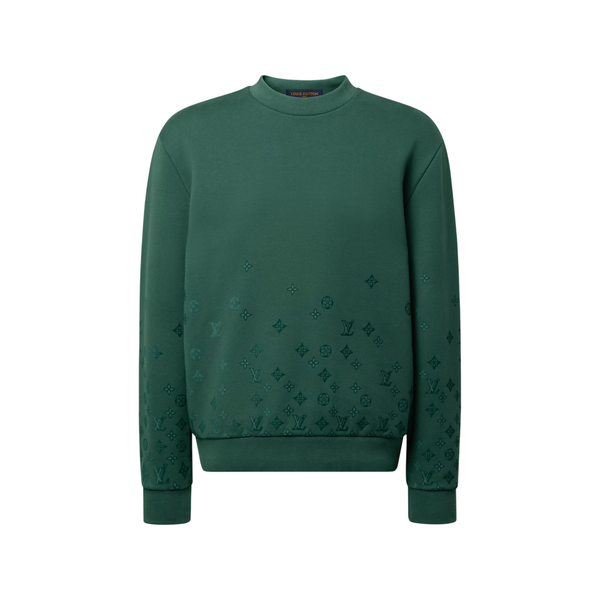 Louis Vuitton Felpa girocollo con stampa floccata sfumata Signature — Verde giungla