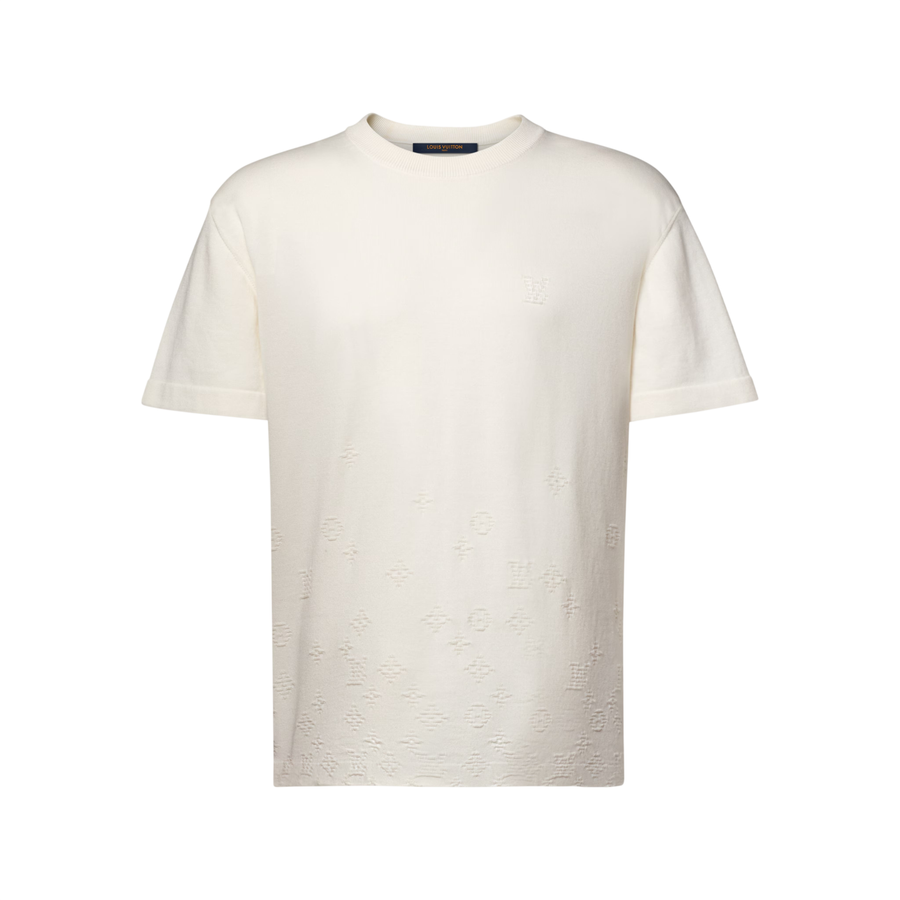 Louis Vuitton Gradient Signature Jacquard Short-Sleeved Crewneck — Milky White