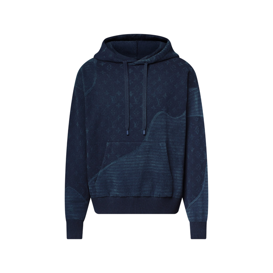 Felpa con cappuccio jacquard grafica Louis Vuitton — Blu