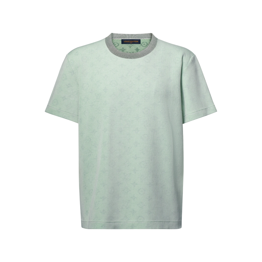 T-shirt à col rond et motif Monogram Jacquard en relief Louis Vuitton — Vert clair