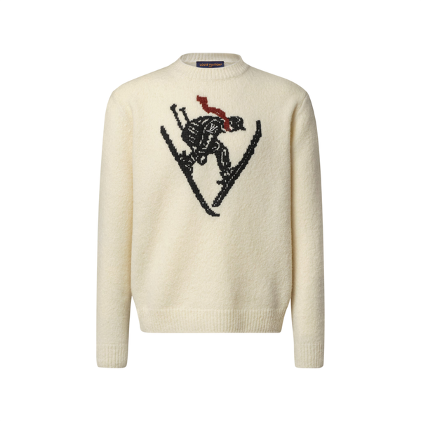 Louis Vuitton Pullover a maniche lunghe con intarsio - Bianco latte