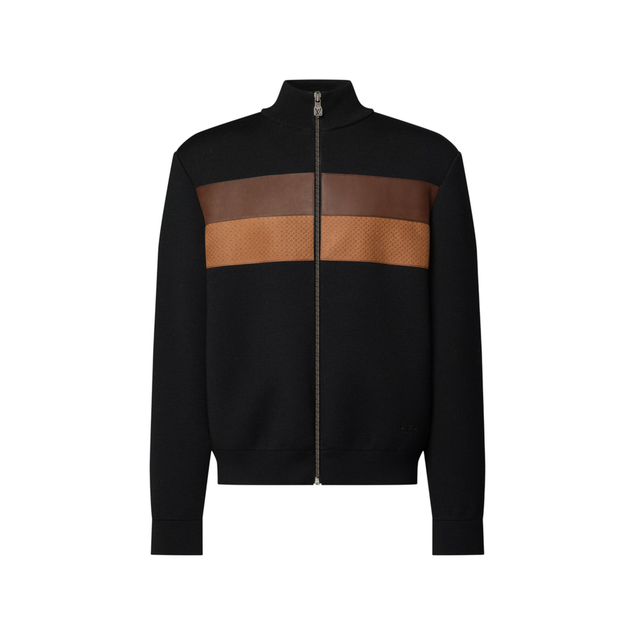 Louis Vuitton Knit Blouson With Leather Bands — Black