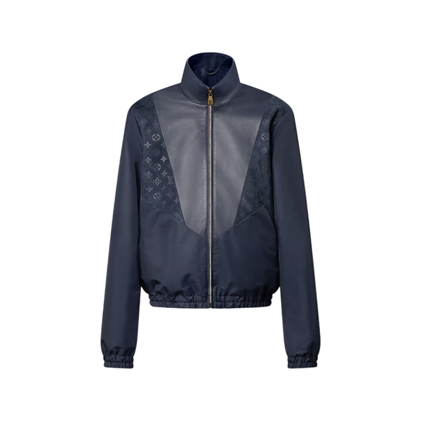 Louis Vuitton Pelle Mix Track Top — Blu scuro