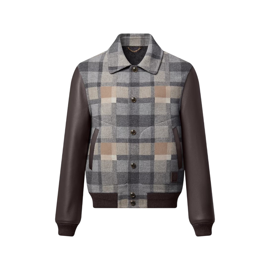 Louis Vuitton Leather Mix Varsity Jacket — Seal Brown