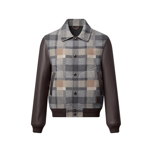 Louis Vuitton Pelle Mix Giacca Varsity — Marrone foca