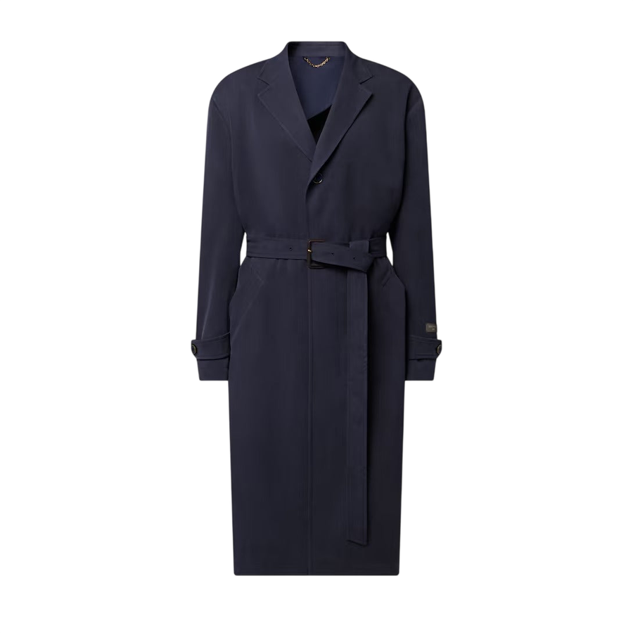 Louis Vuitton Lightweight Wool Silk Belted Coat — Purple Indigo