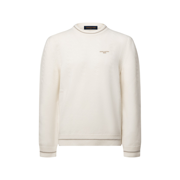 Louis Vuitton Maglia a maniche lunghe con scollo rotondo e trecce — Bianco latte