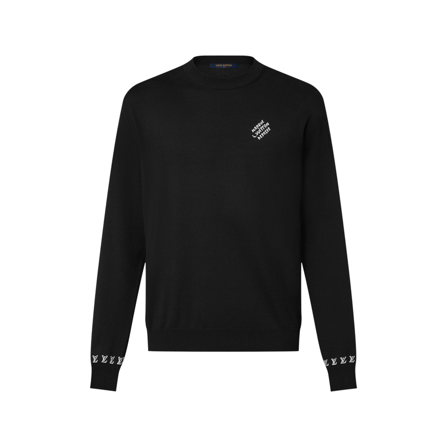 Louis Vuitton Long-Sleeved Cotton Crewneck — Black