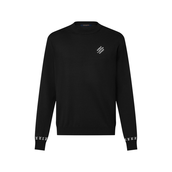 Louis Vuitton T-shirt de manga comprida com gola redonda em algodão — Preta