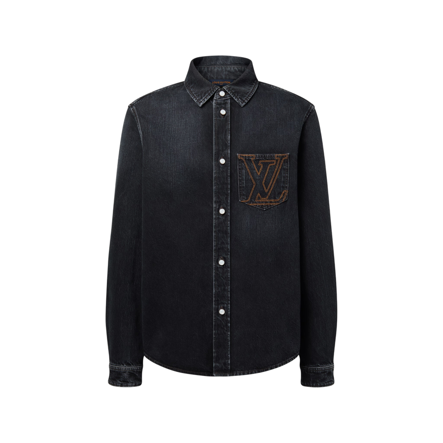 Chemise à manches longues en denim Louis Vuitton LV — Noir