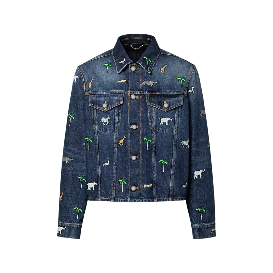 Louis Vuitton LV x The Darjeeling Limited Embroidered Long-Sleeved Denim Shirt — Indigo