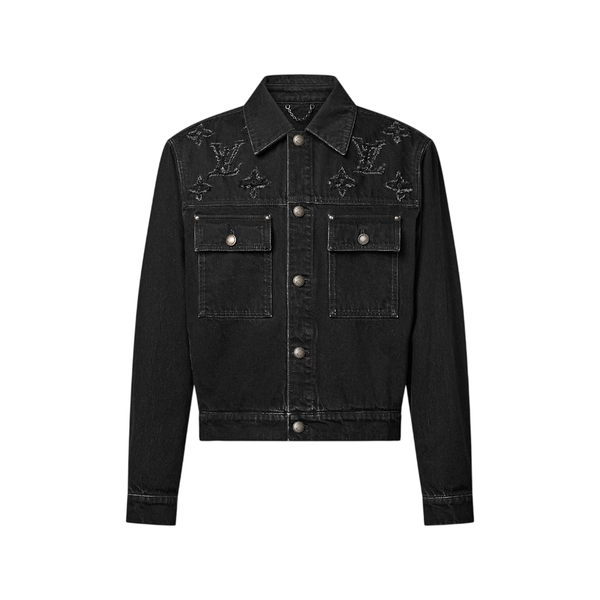 Louis Vuitton Giacca trucker in denim Monogram Destroy — Nera