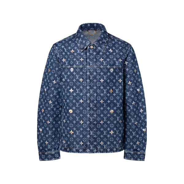 Louis Vuitton Camicia in denim ricamata con monogramma — Indaco