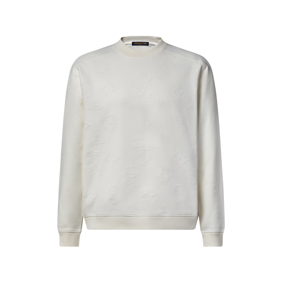 Sweat-shirt Louis Vuitton en jacquard Monogram — Blanc laiteux