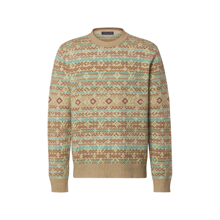 Pull à col rond et manches longues Louis Vuitton Monogram — Vert pistache