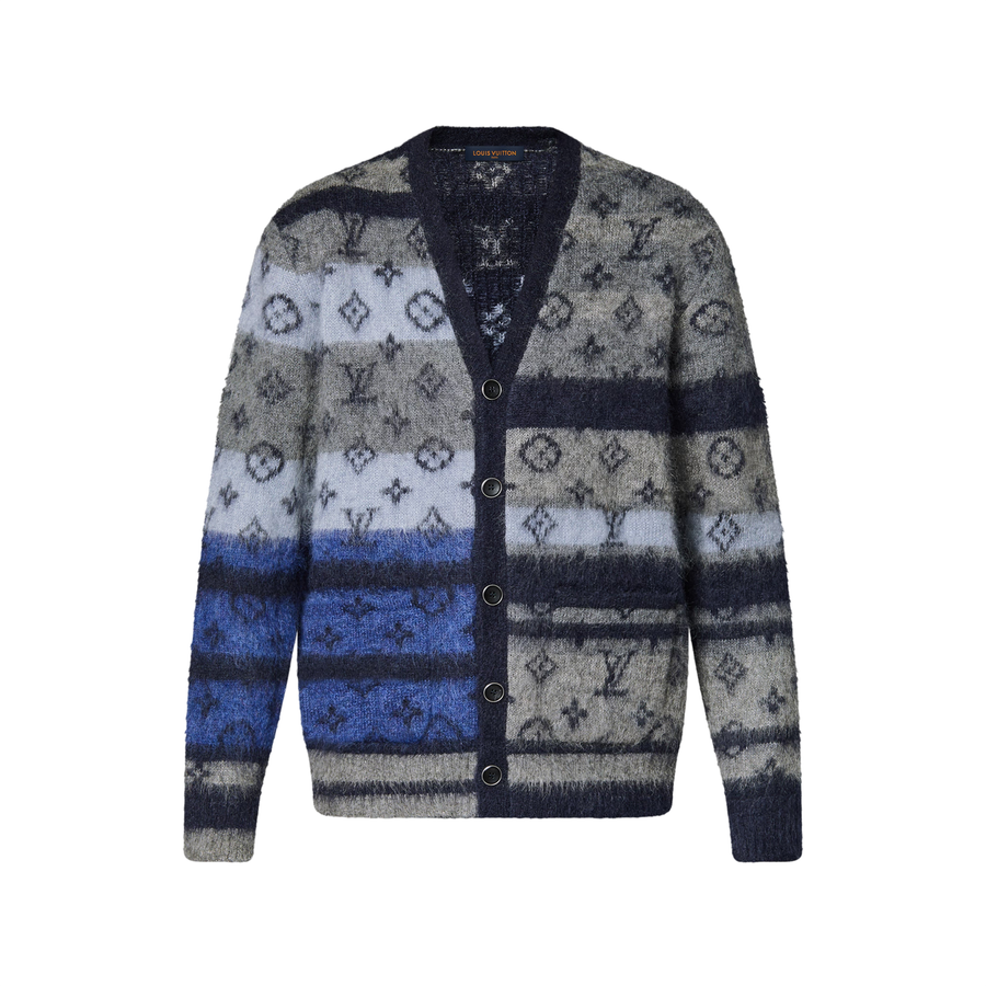 Louis Vuitton Cardigã Monogramado em Mohair — Azul