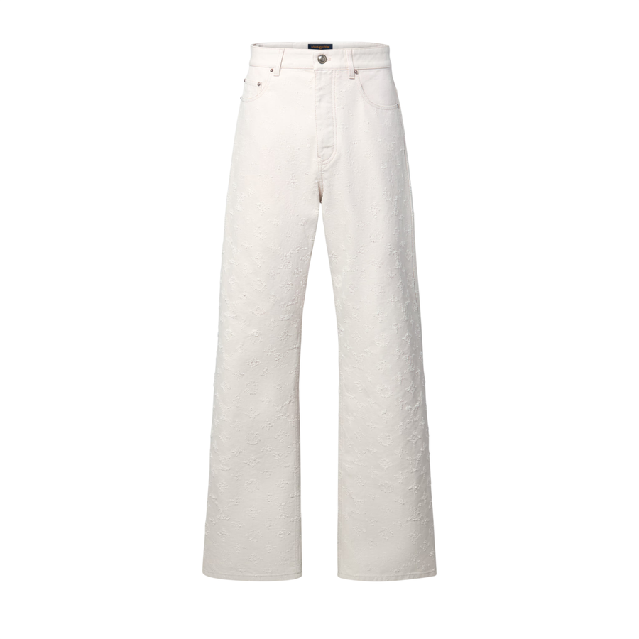 Louis Vuitton Monogram Needle-Punched Denim Skate Pants — Grey