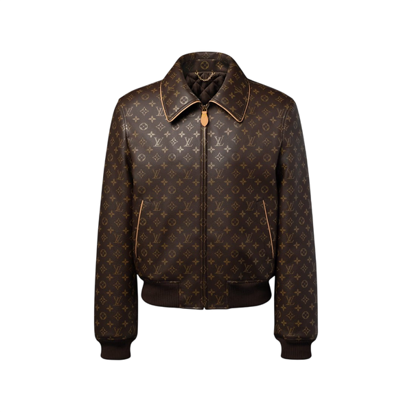 Louis Vuitton Blouson in pelle imbottita con monogramma — Monogramma marrone