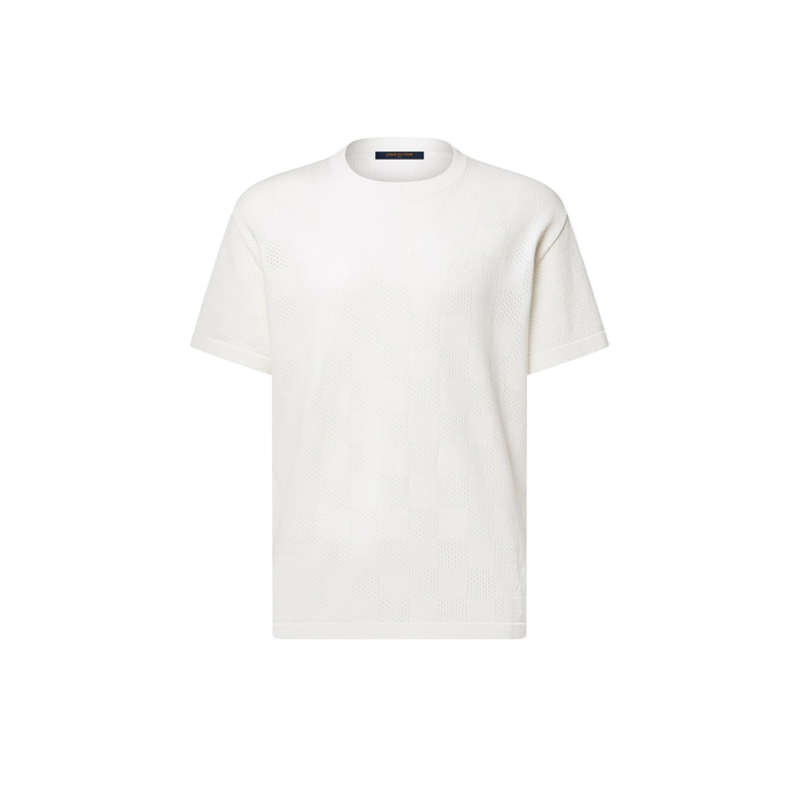 Louis Vuitton Pointelle Signature Short-Sleeved Crewneck — White [white-bg-v2:d165e694-a540-476f-8c55-9903e0bbb081]