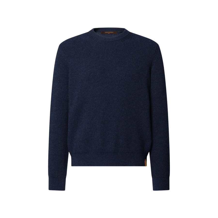 Pull à col rond et manches longues en cachemire côtelé Louis Vuitton — Bleu