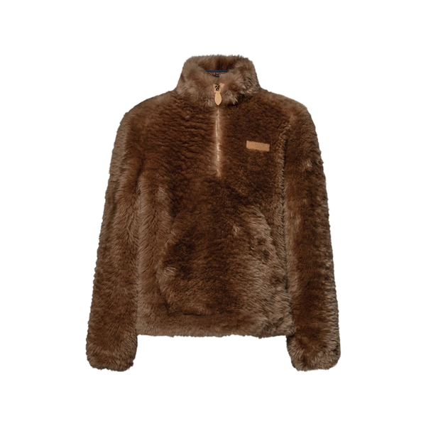 Louis Vuitton Anorak con mezza zip in montone — Marrone chiaro