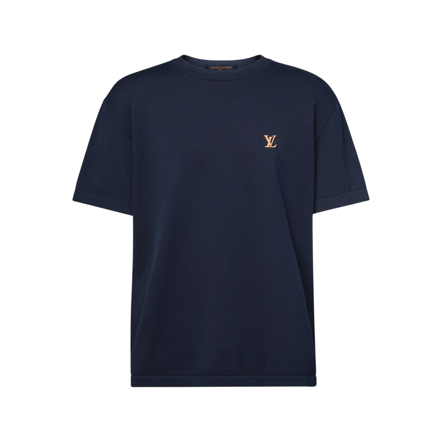 T-shirt à col rond et signature Louis Vuitton — Bleu marine profond