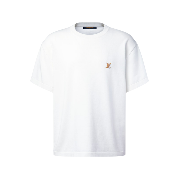 Louis Vuitton Maglia girocollo a maniche corte con firma — Bianca