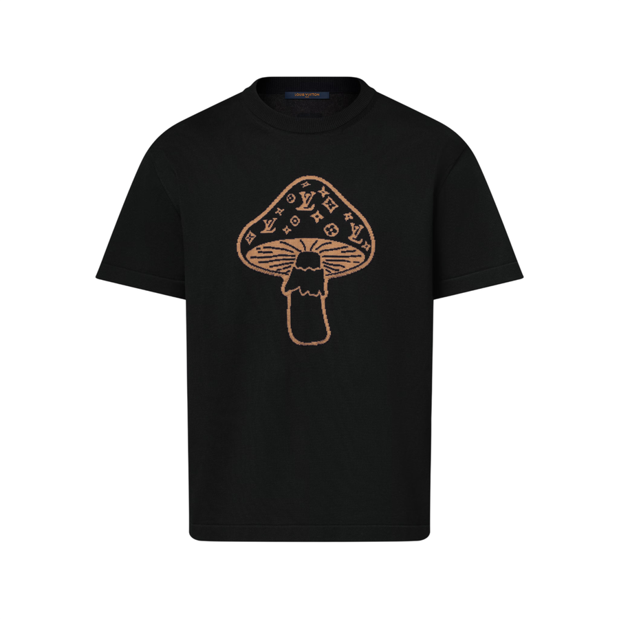 Pull ras-du-cou à manches courtes en intarsia Louis Vuitton — Noir