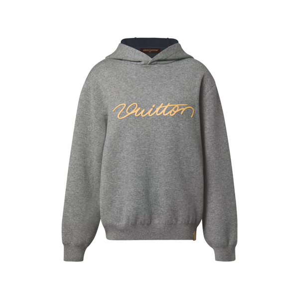 Louis Vuitton Felpa con cappuccio in cashmere double face Signature — Grigio scuro mélange