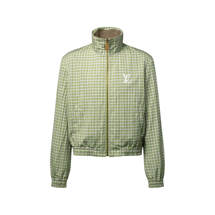 Louis Vuitton Signature-Printed Checkered Tracksuit Top  — Light Green