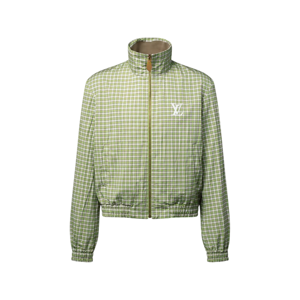 Louis Vuitton Giacca da tuta a quadri con stampa firmata — Verde chiaro