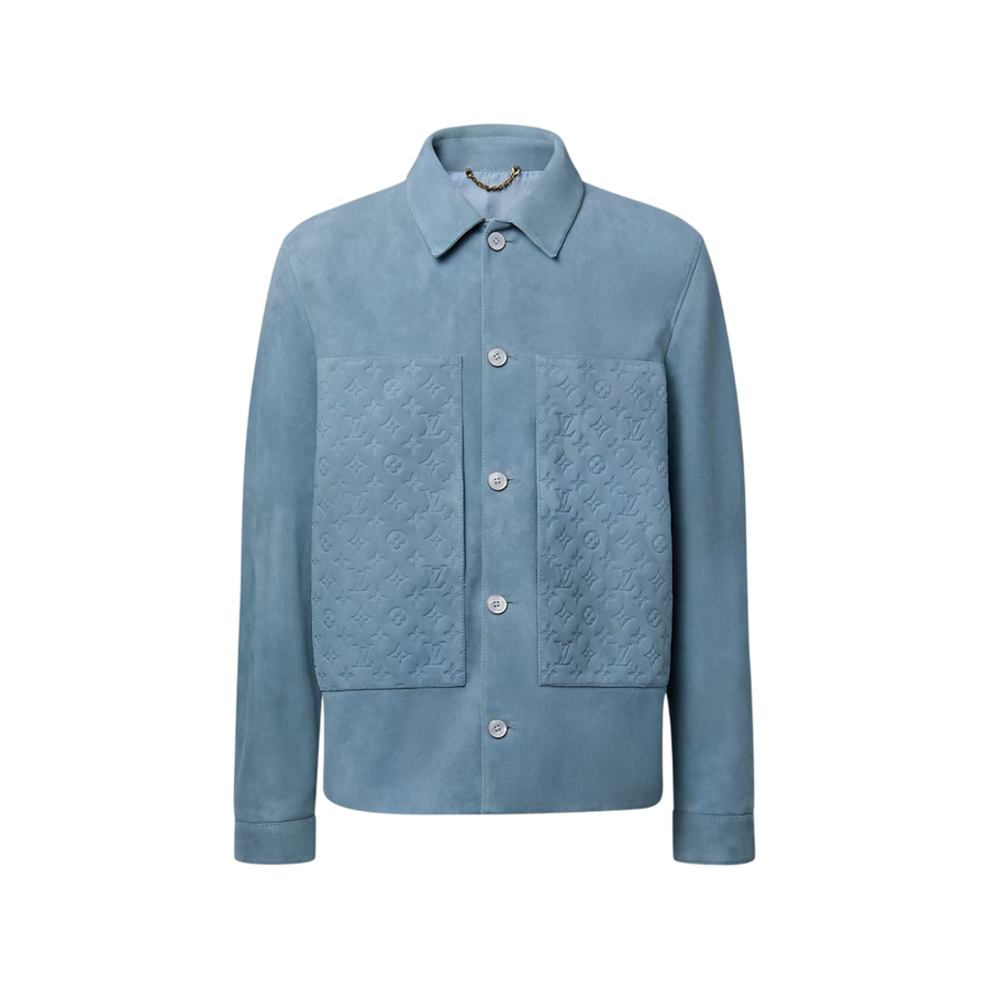Louis Vuitton Signature Suede Overshirt — Blue Grey