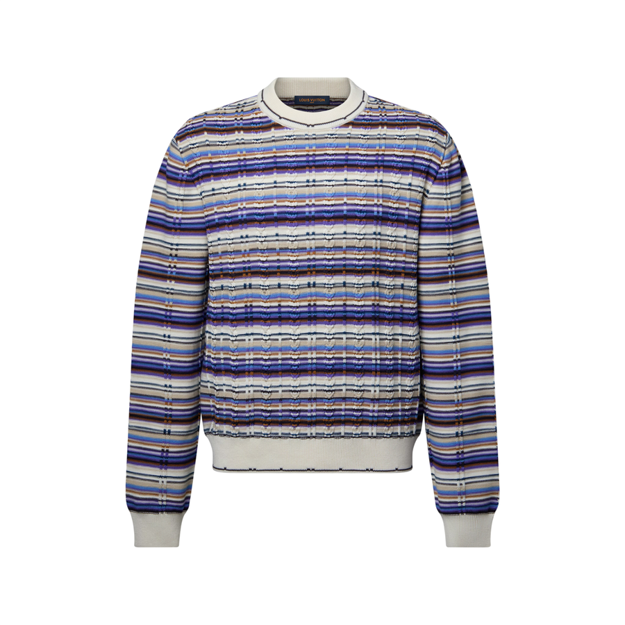 Louis Vuitton Striped Cable-Knit Crewneck — Multicolor