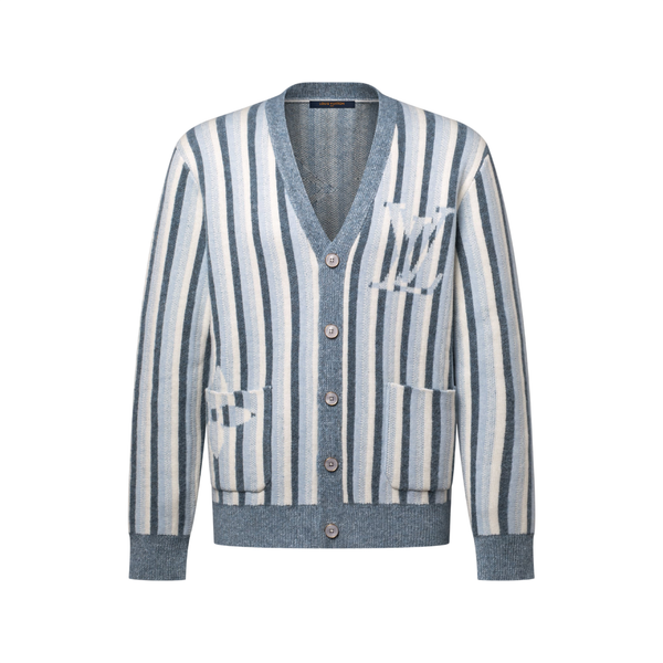 Louis Vuitton Cardigan jacquard a righe — Bleu Pâle