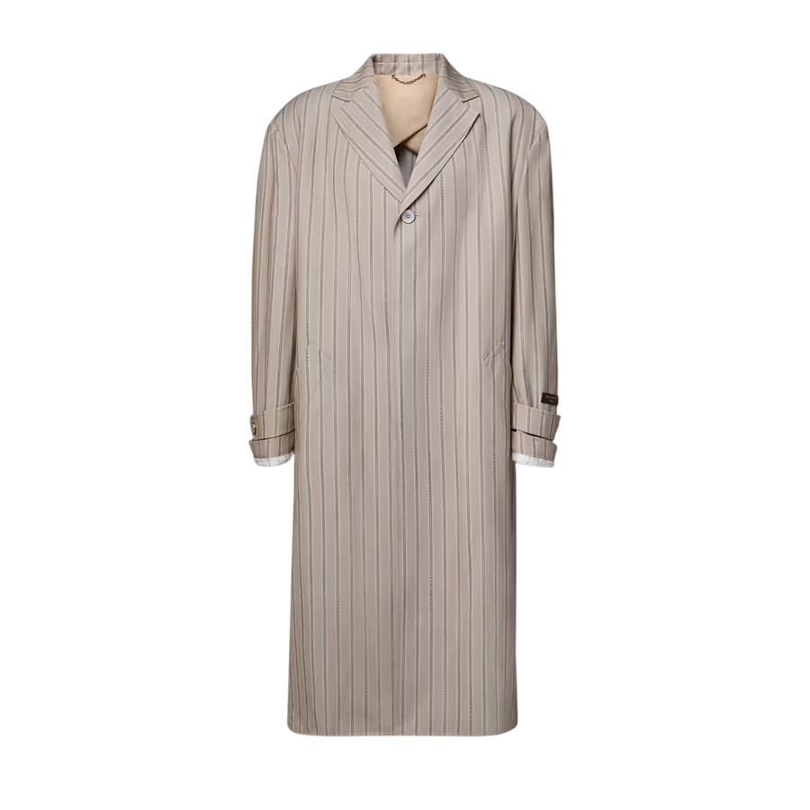Louis Vuitton Striped Wool Silk Coat — Camel
