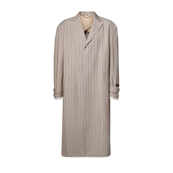 Louis Vuitton Cappotto a righe in lana e seta — Cammello