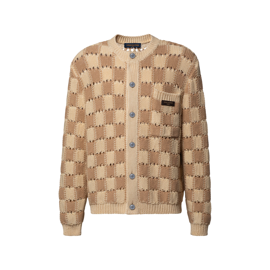 Cárdigan de manga larga Louis Vuitton Summery Damier — beige