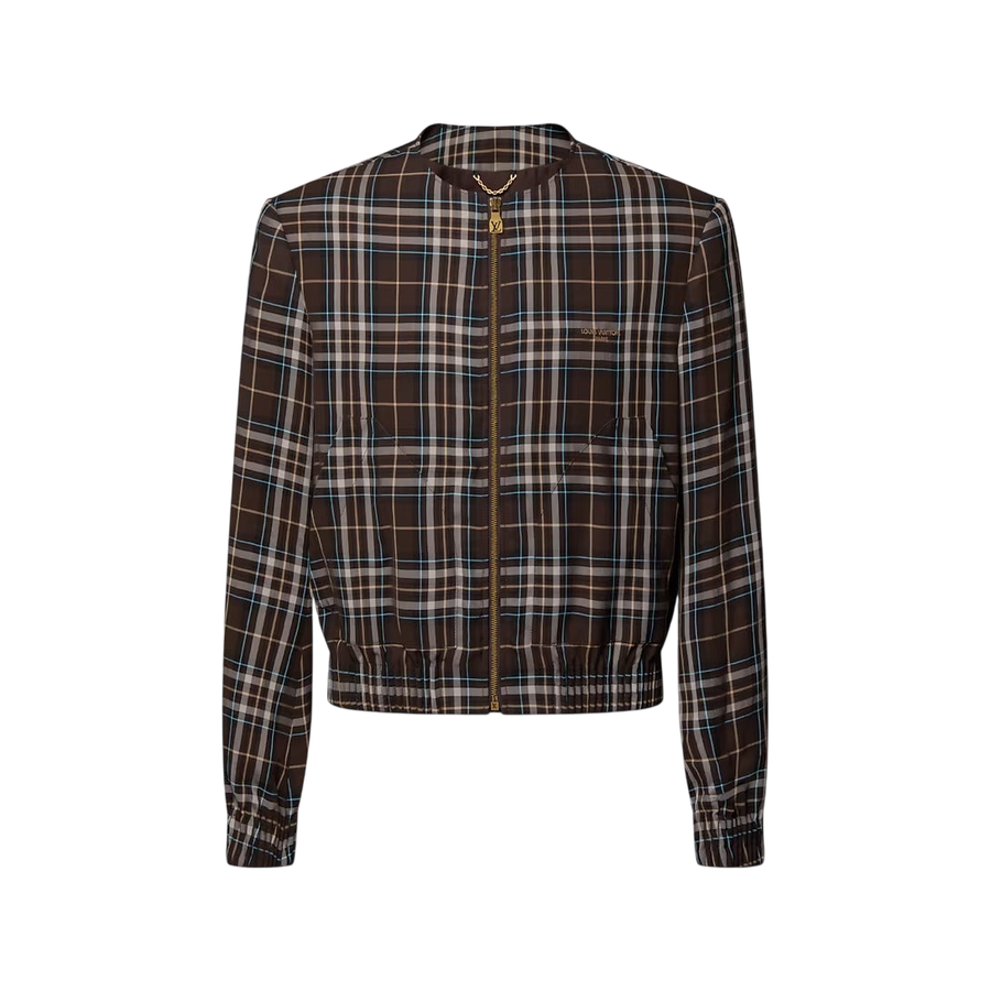 Louis Vuitton Tartan Collarless Blouson — Coffee Bean