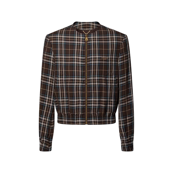 Louis Vuitton Blouson scozzese senza colletto — Coffee Bean
