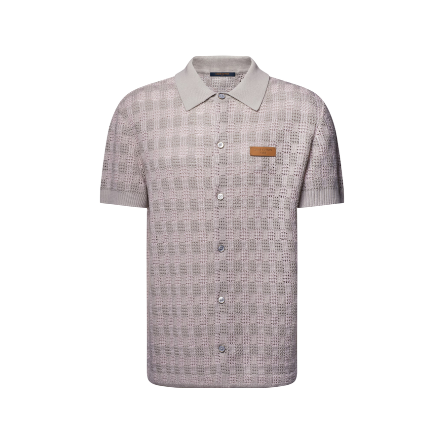 Camisa de manga corta Louis Vuitton Tweedy Jacquard — Rosa claro