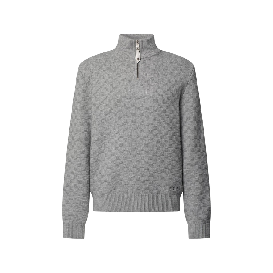 Louis Vuitton Pullover con mezza zip in lana e cashmere — Grigio Mélangé