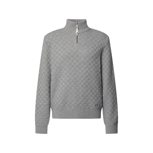 Louis Vuitton Pullover con mezza zip in lana e cashmere — Grigio Mélangé