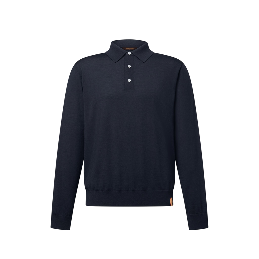 Polo de manga larga de mezcla de lana y seda Louis Vuitton — Azul marino