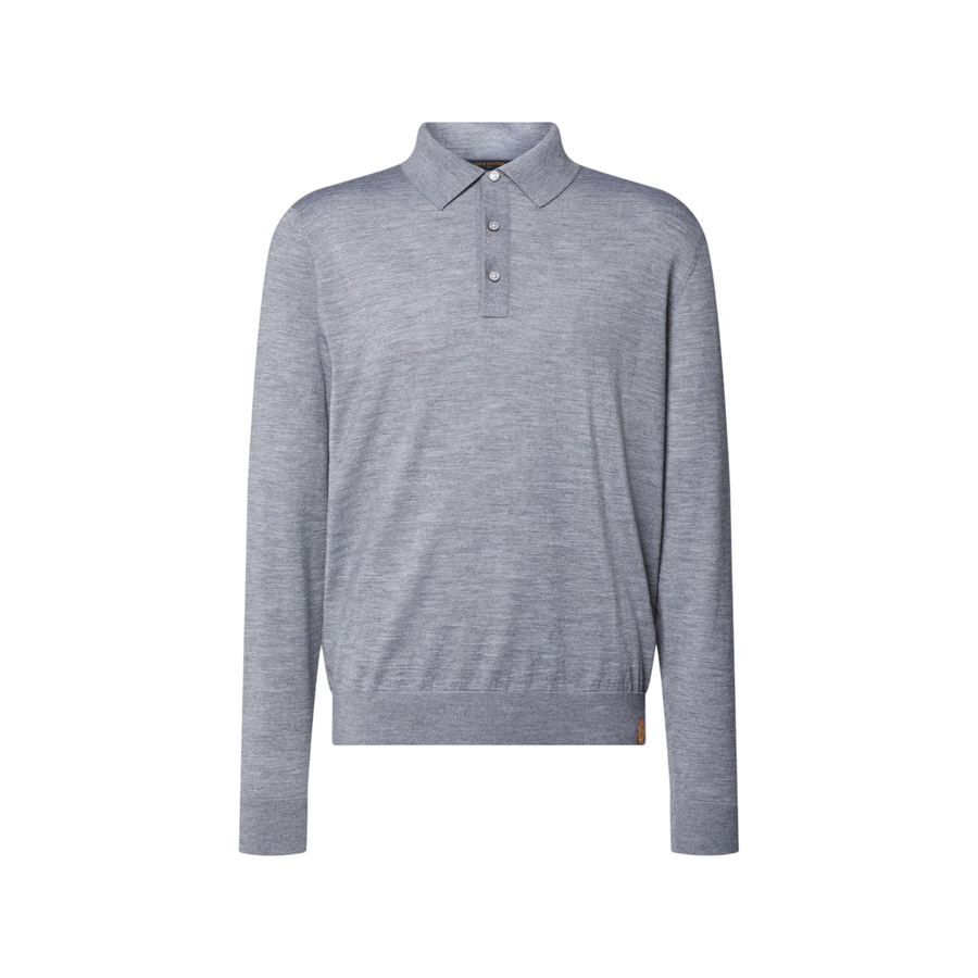 Louis Vuitton Wool Silk Cashmere Long-Sleeved Polo Shirt — Grey