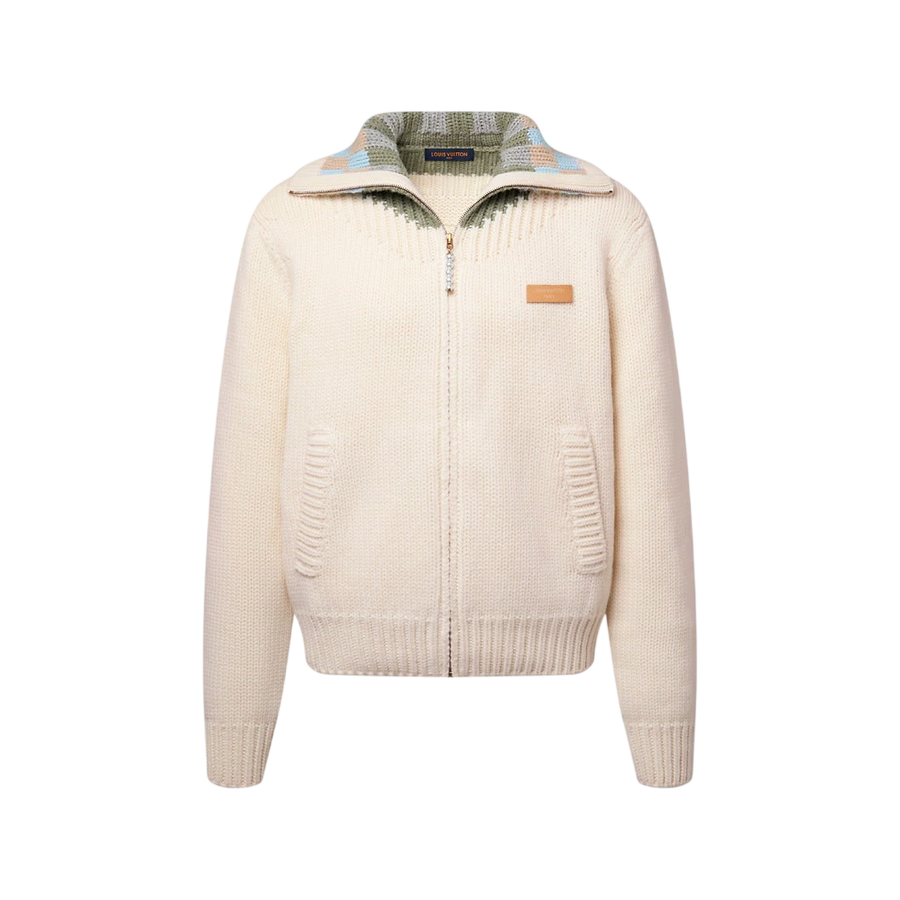 Louis Vuitton Zipped Intarsia Track Top  — Milky White