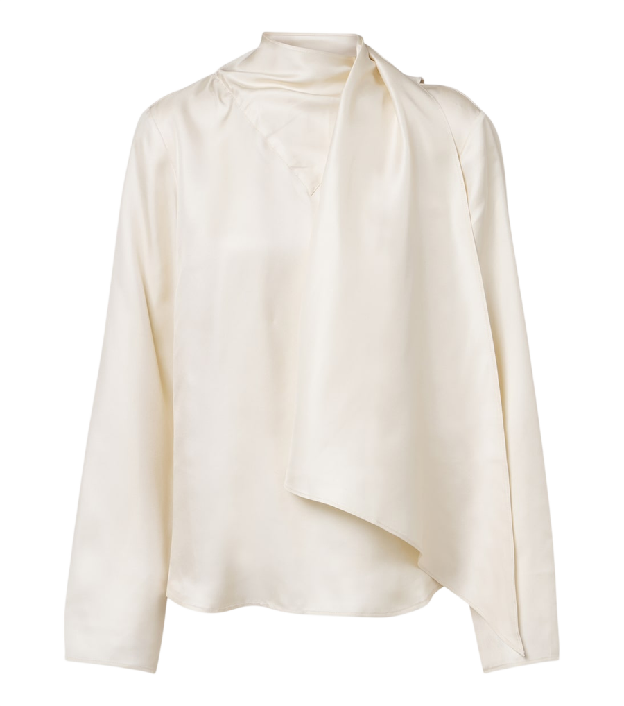 Loulou de Saison Top in twill di seta con drappeggio e dettaglio a sciarpa Gala