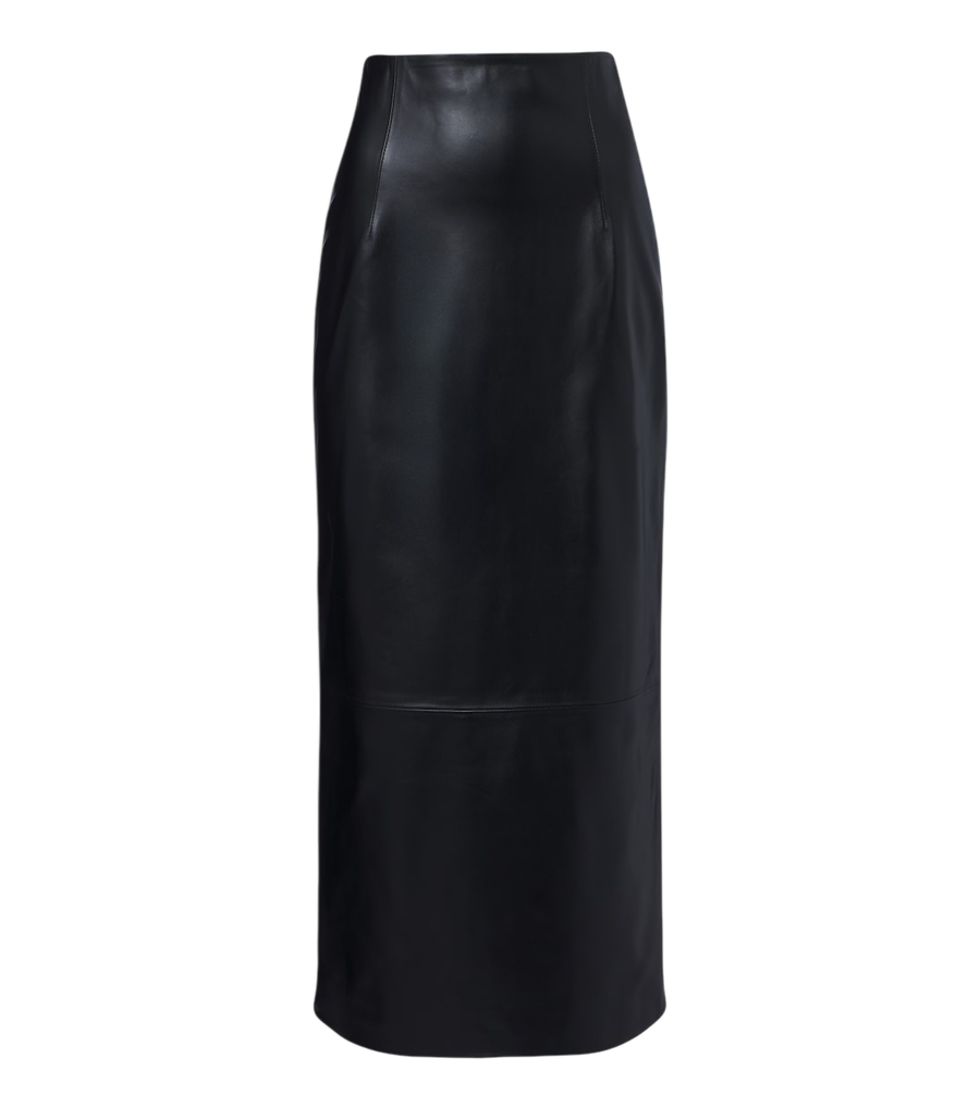 Jupe midi en cuir Inga Loulou de Saison