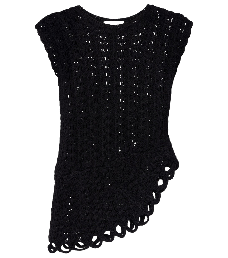 Loulou de Saison Saez asymmetric scalloped crochet top